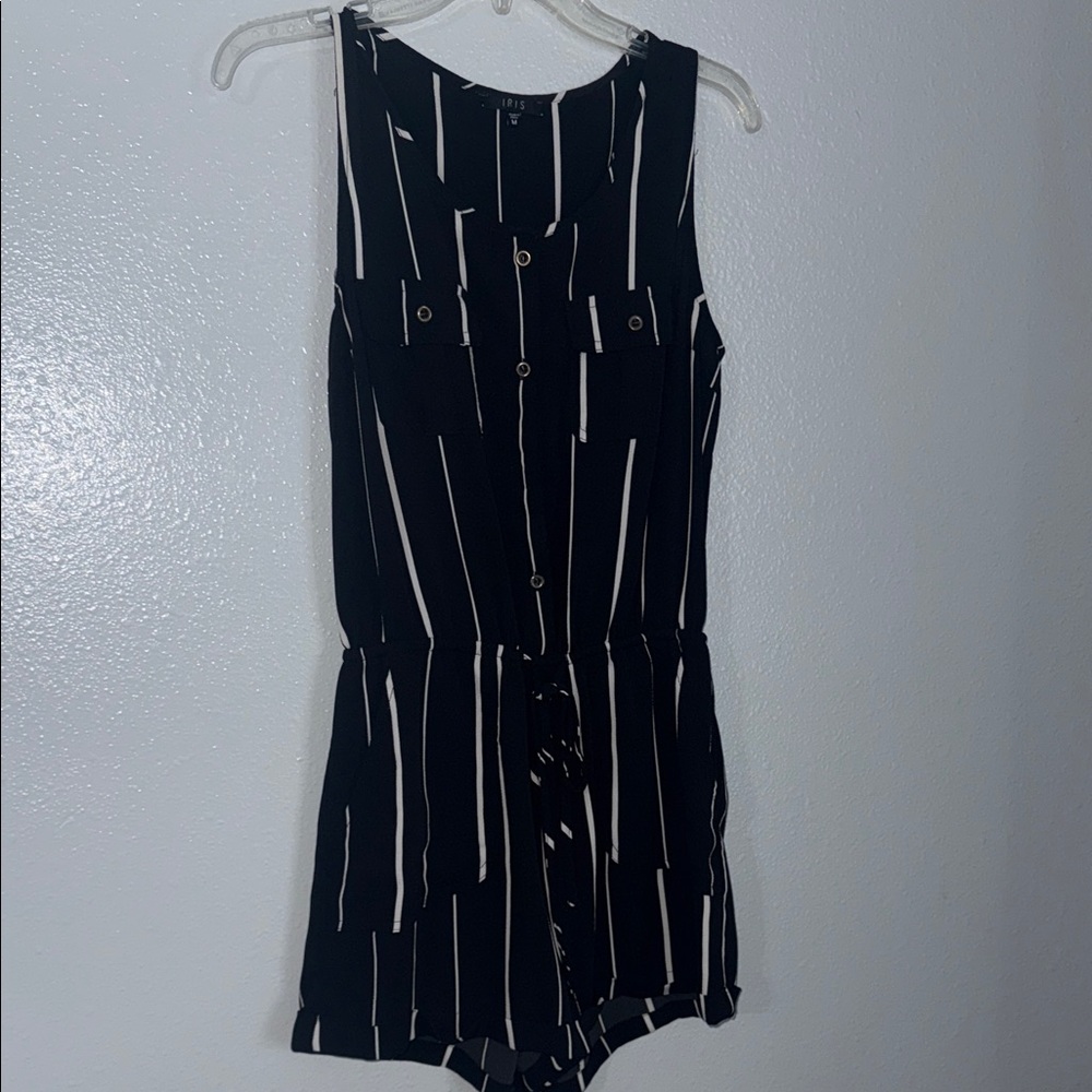 Iris Black and White Striped Jumpsuit